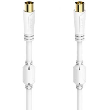 Cablu video Hama Coaxial Male - Coaxial Female, 10 m, Alb
