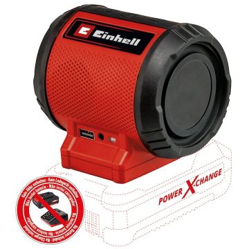 Einhell Boxa portabila Einhell Power X-Change TC-SR 18 Li BT - Solo, wireless, voltaj iesire 5 V, curent iesire 2 A, putere 2 x 3 W, volum maxim 85 dB, Bluetooth 5.00, fara acumulator si incarcator