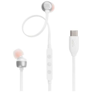 JBL Casti In-Ear cu fir JBL Tune 310C, Pure Bass, Hi-Res, USB-C, Alb