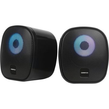 omega Boxa Omega OGG115 2.0, 6W RMS, RGB, USB, 3.5 mm Audio, Negru