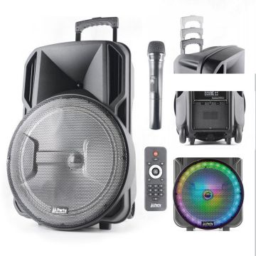 Party Boxa portabila  iluminta LED Party, 15''/38cm, 50W RMS, Negru