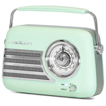 radio fm portabil nostalgia 15w cu functie bluetooth/aux - verde
