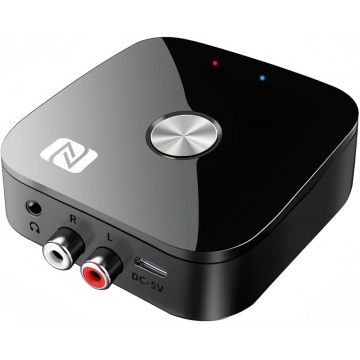 Receptor Receiver Audio Bluetooth Techstar T68, BT 5.3, NFC, RCA L/R + AUX 3.5mm, USB U-Disk, Telecomanda IR, HiFi, 10m, Negru