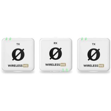Rode Microfon Rode WIMEDUALW, omnidirectional, sistem compact de microfon wireless cu doua emitatoare pentru inregistrare pe doua canale, Alb