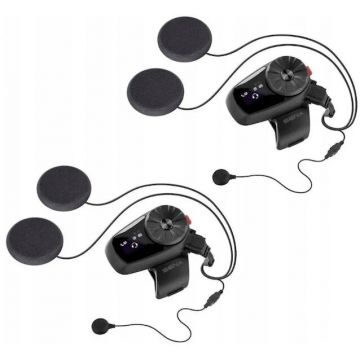 SENA Sistem de comunicare pentru motociclete, SENA 5S-10D, Moto Intercom, Bluetooth 5.0, Raza de actiune 700 metri, HD, LCD, Set dublu, Negru