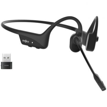 Shokz Casti SHOKZ OpenComm2 UC 2025 Upgrade Wireless Bluetooth Bone Conduction, Negru