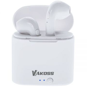 Vakoss Casti wireless Vakoss SK-832BW, microfon, raza de actiune 10 m, Bluetooth 5.0, Alb