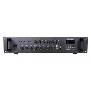 Amplificator analog Hikvision DS-QAE0A120G1-VB6, 6 zone, 120W, 2x AUX, 2x Mic, Bluetooth, USB