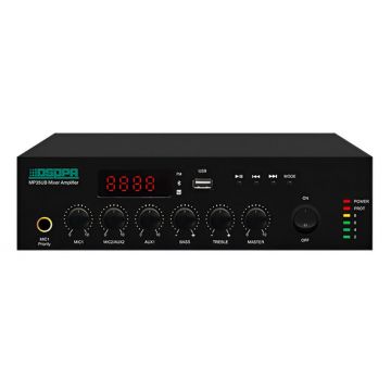 Amplificator cu mixer 100V-35W, cu BT, FM, USB, 3 AUX, 2 MIC, 4-16 Ohmi, DSPPA MP35UB