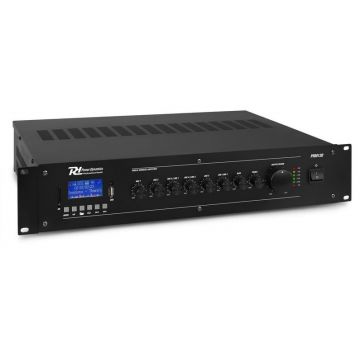 Amplificator mixer, 6 canale, 8 Ohm, 100V, 120W RMS, bluetooth, USB, SD, Power Dynamics PRM120