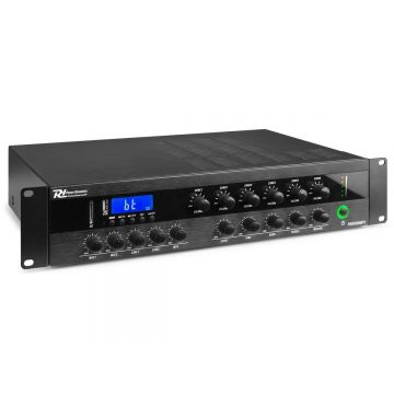 Amplificator PA 100V/70V, 16ohm, 400W RMS, 6 zone, Bluetooth, USB, SD, FM, Power Dynamics PDW500MP3
