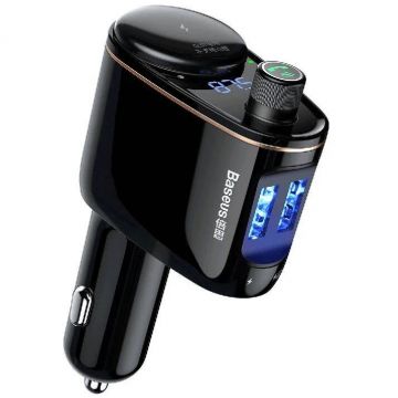BASEUS Modulator FM Bluetooth Baseus S-06 (Overseas Edition), 2 x USB-A CCHC000001, Negru
