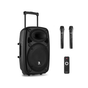 Boxa portabila, 2 microfoane UHF, 400W, woofer 12inch, jack 3.5, 6.3mm, RCA, SD, USB, XLR, Vonyx VERVE38