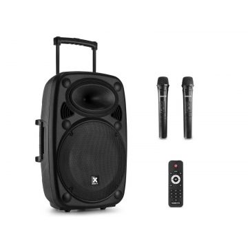 Boxa portabila, 2 microfoane UHF, 500W RMS, 15 inch, Bluetooth, USB, slot SD, RCA, negru, Vonyx VERVE46