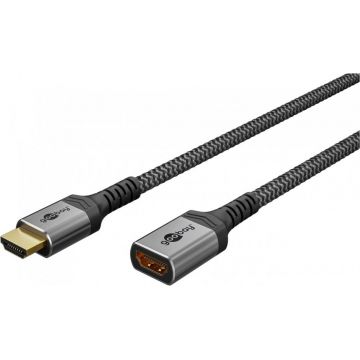 Cablu prelungitor HDMI 8K60Hz/4K120Hz T-M 5m brodat Alb/Negru, Goobay G79108