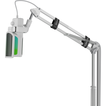 Genesis Microfon cu fir Genesis Radium 251, cu condensator, USB-C, brat reglabil, Alb