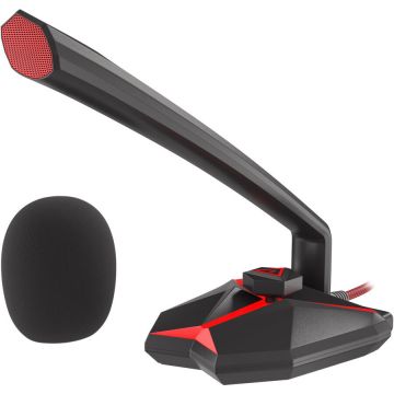 Genesis Microfon Gaming Genesis Radium 200, cu fir, USB, Jack 3.5 mm, Negru/Rosu