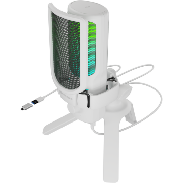 Genesis Microfon Genesis Radium 250, tip condensator, USB-C, trepied, lungime cablu 2 m, Alb