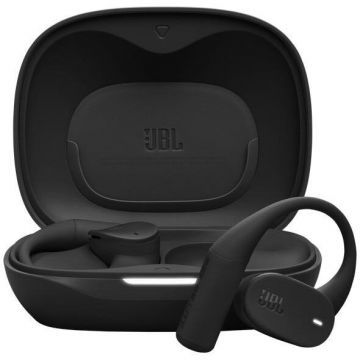 JBL Casti Alergare Open-Ear JBL Sense Lite, True Wireless, Bluetooth, 4 microfoane, Multipoint, Autonomie 32 ore, IP54, Negru