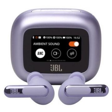 JBL Casti In-Ear JBL Live Beam 3, True Wireless, Bluetooth 5.3, Hi-Res, Smart Case, True Adaptive NC, Autonomie 48H, Multi-point, IP55, Violet