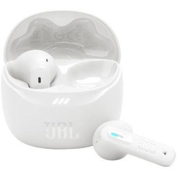 JBL Casti In-Ear JBL Tune Flex 2, True Wireless, Bluetooth, ANC, Autonomie 48 ore, IP54, Spatial Sound, Multi-point, Alb