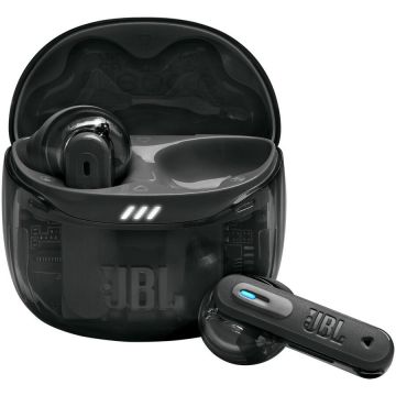 JBL Casti In-Ear JBL Tune Flex 2, True Wireless, Bluetooth, ANC, Autonomie 48 ore, IP54, Spatial Sound, Multi-point, Negru Ghost