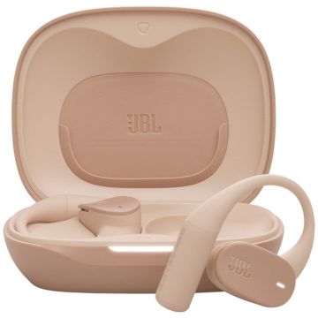 JBL Casti Open-Ear JBL Sense Lite, True Wireless, Bluetooth, 4 microfoane, Multipoint, Autonomie 32 ore, IP54, Bej