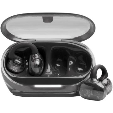 JBL Casti Open-Ear JBL Soundgear Clips, True Wireless, Bluetooth, 4 microfoane, Multipoint, Autonomie 32 ore, IP54, Negru