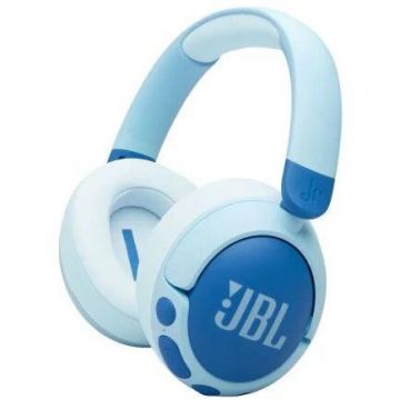 JBL Casti Over-Ear JBL Junior 470NC, Wireless, Bluetooth, Noise Cancelling, microfon incorporat, Autonomie 28h, Albastru