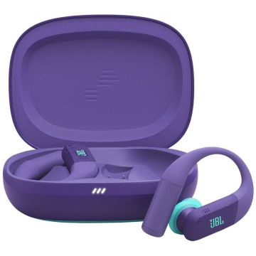 JBL Casti sport in-ear JBL Endurance Peak 4, True Wireless, Noise Cancelling, IP68, 6 Microfoane, Redare pana la 48 h, Violet