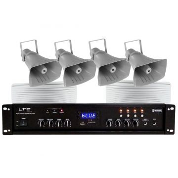 Kit sistem de sonorizare exterior cu 4 proiectoare 40W + mixer amplificator 150W, KIT4BOX30W