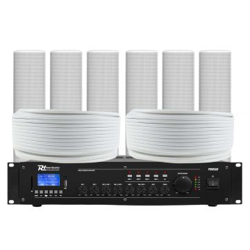 Kit sistem de sonorizare exterior cu 6 coloane 30W + amplificator360W, KIT4BOX60W