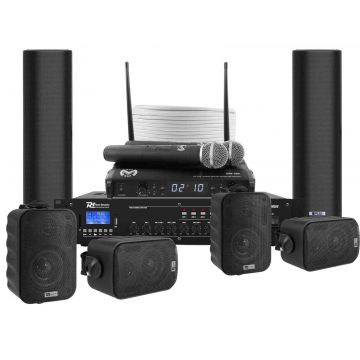 Kit Sonorizare Biserica, Public Adress, amplificator, 4 boxe, 2 difuzoare, microfoane wireless, KITBIS6030B