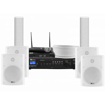 Kit Sonorizare Biserica, Public Adress, amplificator, 4 boxe, 2 difuzoare, microfoane wireless, KITBIS6030W