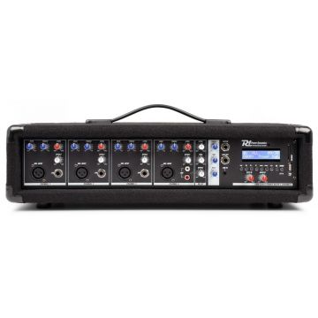 Mixer activ cu amplificator Power Dynamics PDM-C405A, 4 canale de intrare, putere per canal iesire 150W, Bluetooth, USB, RCA, SD, MP3