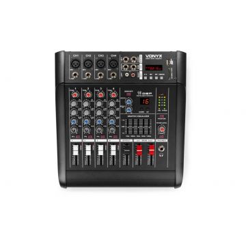 Mixer activ Vonyx AM5A, cu amplificator de 2x 500W, 5 canale, Bluetooth, port USB, MP3, slot SD
