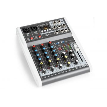 Mixer analog pasiv Vonyx VMM-K402, 4 canale, Bluetooth, USB, DSP, 2x intrari microfon