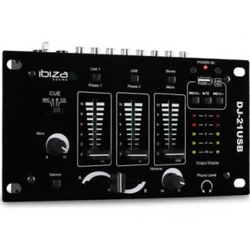 Mixer audio 4 cai / 7 canale, Ibiza, DJ21USB-MKII