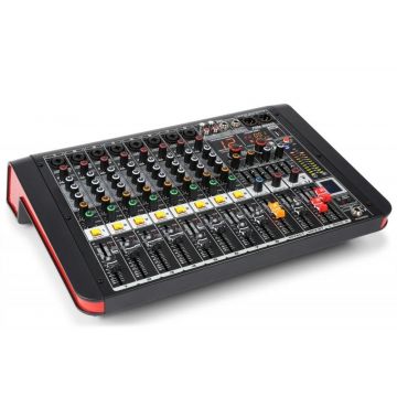 Mixer cu amplificator, 8 canale, 2x200W, 4 Ohm, Bluetooth, USB, RCA, XLR, Jack 6.3mm, Power Dynamics PDM-M804A