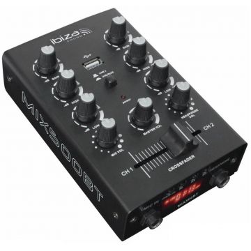 Mixer pentru 2 canale, crossfader, usb, Bluetooth, 2x Line IN, Ibiza Sound MIX500BT