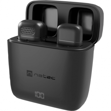 natec Microfon lavaliera Natec Hopper NMI-2253, USB-C, Wireless, autonomie 4 ore, 1 unitate, Negru
