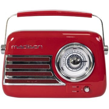 Radio Portabil FM Nostalgia 15W Bluetooth Aux Rosu