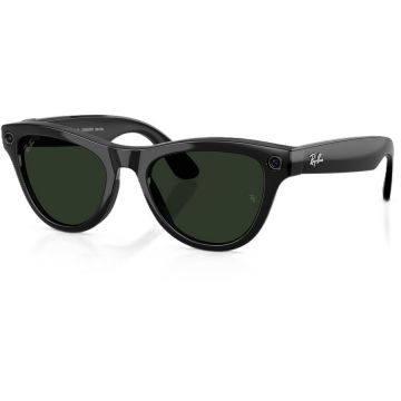 Ray-Ban Ochelari Smart Ray-Ban META Skyler Gen 2 RW4014 601/1M, marime 52-20, Wi-Fi 6, Bluetooth, Aparat foto cu filmare, Asistent vocal, 32GB Flash, Lentile cu Tranzitie Transparent/Verde, Negru
