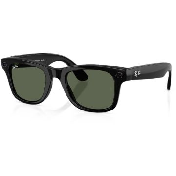 Ray-Ban Ochelari Smart Ray-Ban META Wayfarer Gen 2 RW4012 601/71, marime M (50-22), Wi-Fi 6, Bluetooth, Aparat foto cu filmare, Asistent vocal, 32GB Flash, Lentile G-15 Verzi, Negru lucios