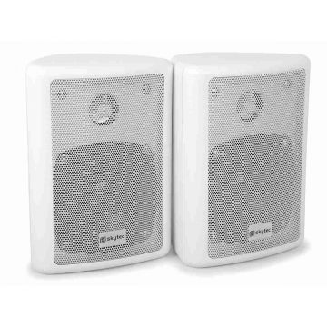 Set boxe Skytec ODS40W, 2 cai, 75W, 8 ohm, 4 inch, ABS alb, grila metalica