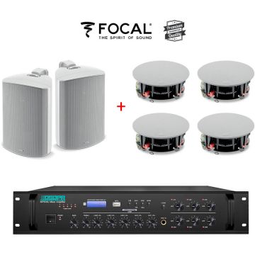 Sistem Sonorizare Premium 180W Cafenea / Restaurant Interior si Exterior cu Boxe Focal si DSPPA MP610U