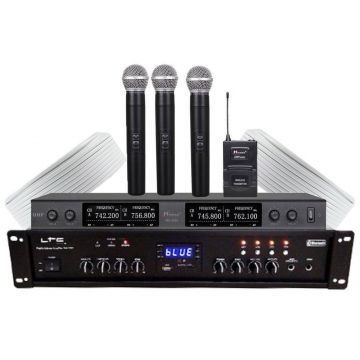 Sonorizare biserica profesionala interior-exterior, 4 microfoane wireless, KITBISPROSI