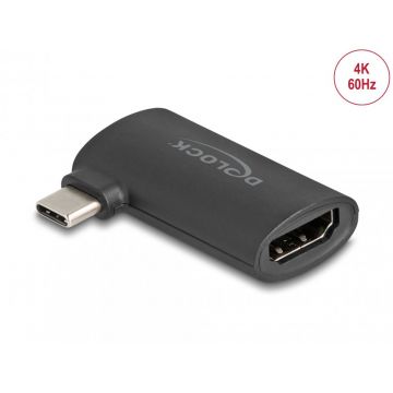 Adaptor USB type C la HDMI 4K60Hz T-M unghi 90 grade, Delock 64289