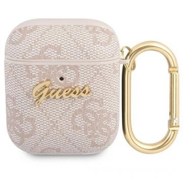 Casti 4G Script Metal Collection compatibila cu Apple AirPods 1/2 Roz