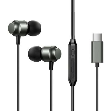 Casti JR-EC06, In-ear, Control pe fir, USB-C, Lungime cablu 1.2m, Gri